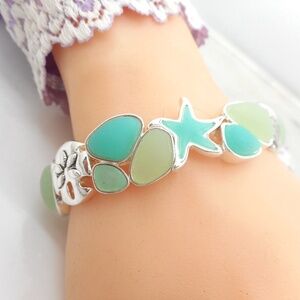 Starfish  Sea Glass Stretch Bracelet